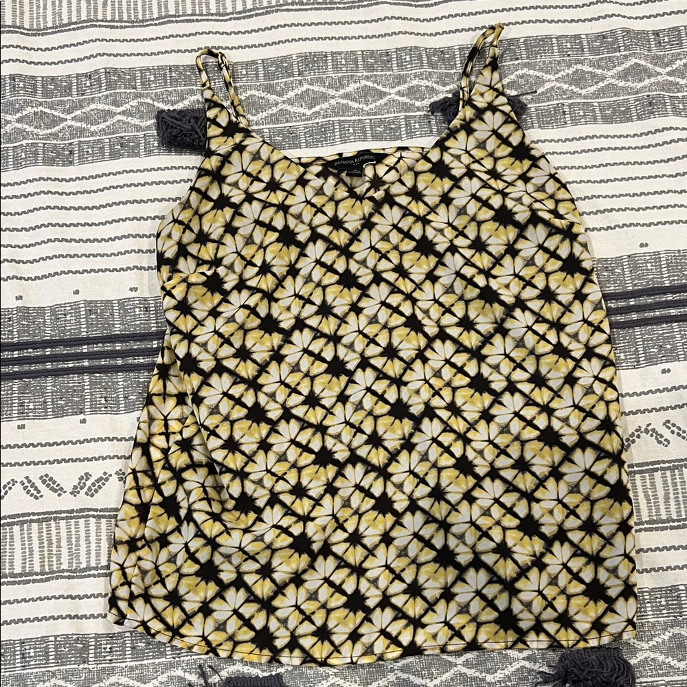 Banana Republic Black and Cream Floral Camisole